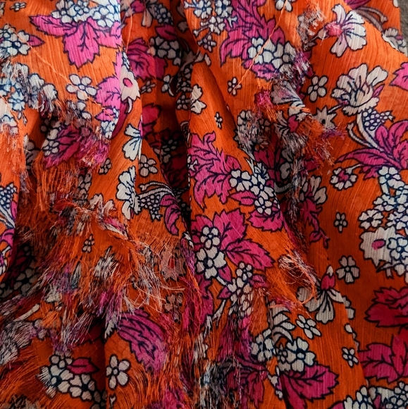 New Free People Floral Ruffle Blouse - Pink and Orange - Picture 12 of 12